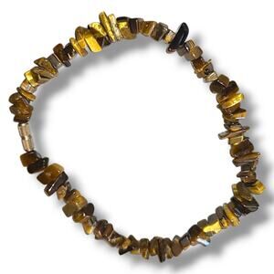 Vintage Tiger's Eye Stone Chip Beaded‎ Anklet Ankle Bracelet Boho 10"